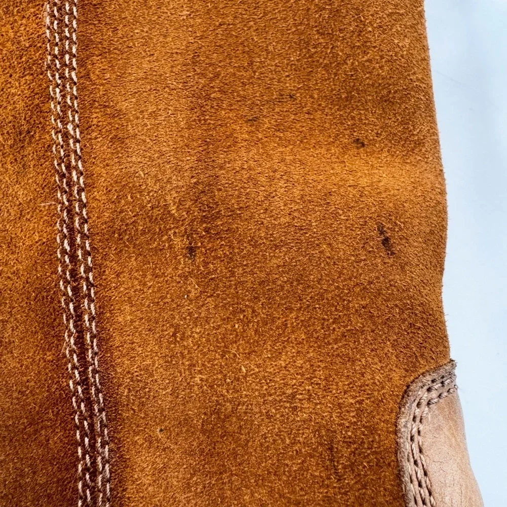 Frye Gemma Tall Shearling Boots Suede and Leather Cognac Size 8.5